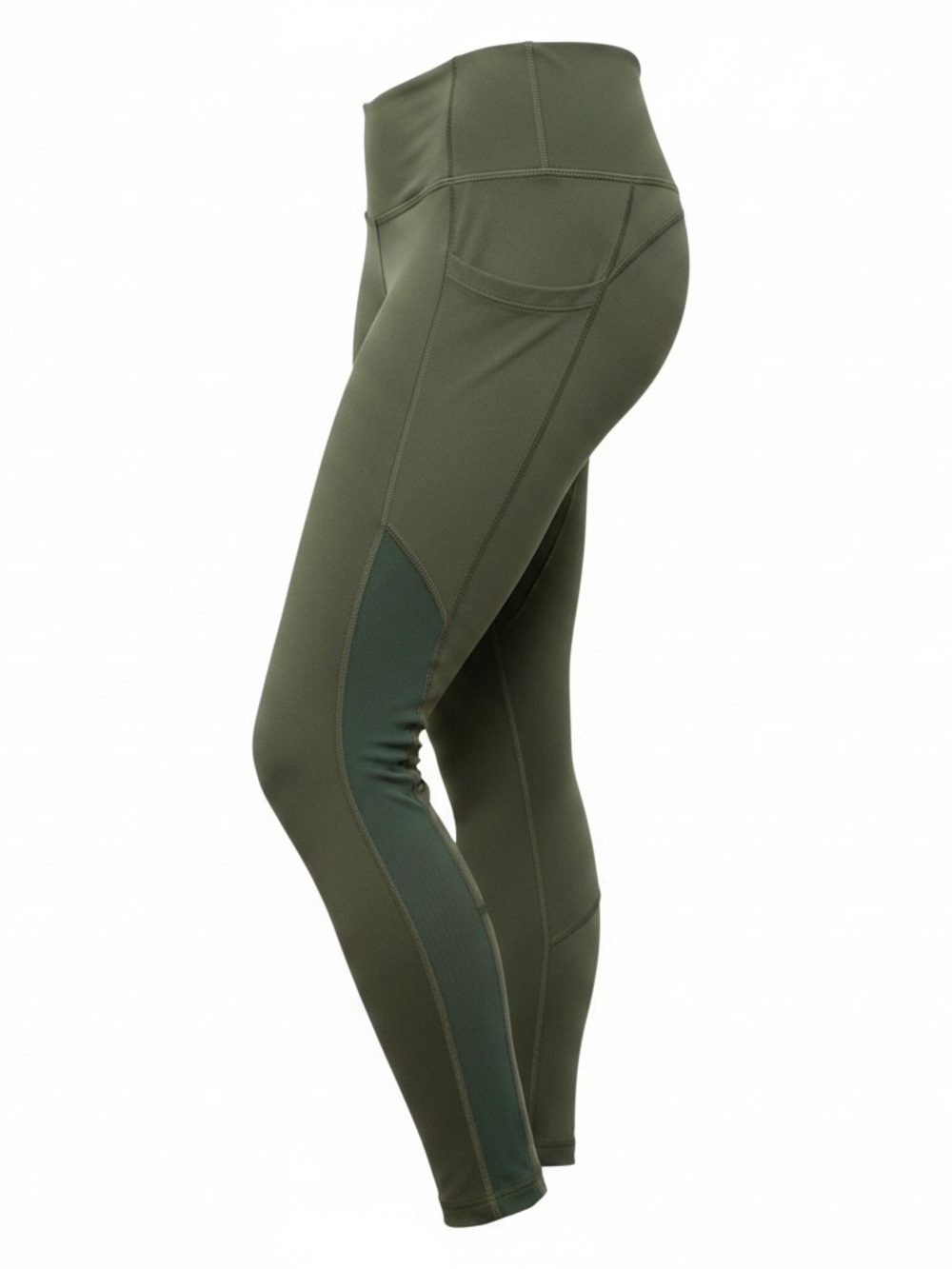 Old Navy Active Elevate Go-Dry 7/8 Leggings Olive Green Mesh Pockets Small